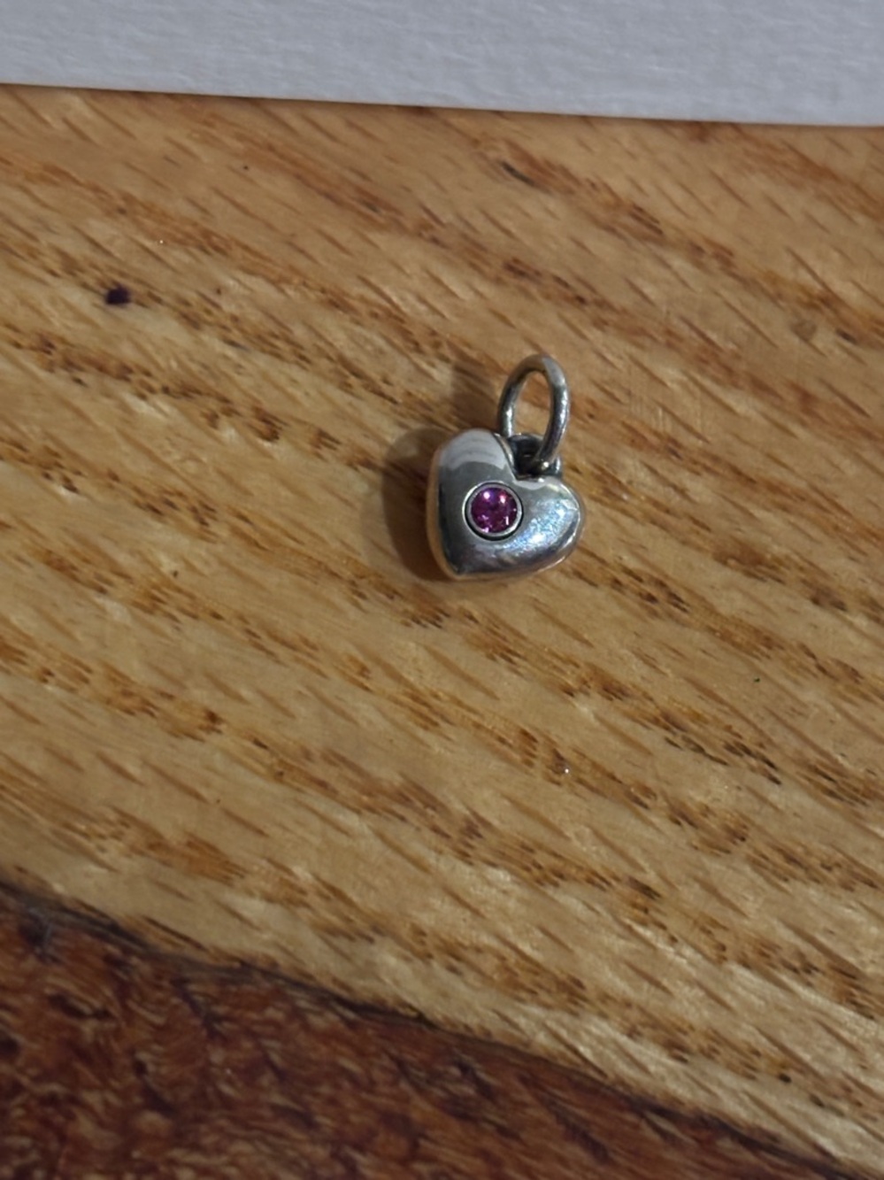 Keepsake Heart Birthstone Charm pink sapphire October - Picture 3 of 5